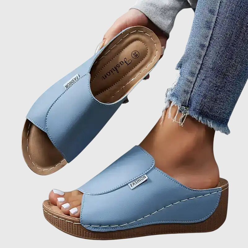 Stitched Wedge Sandals