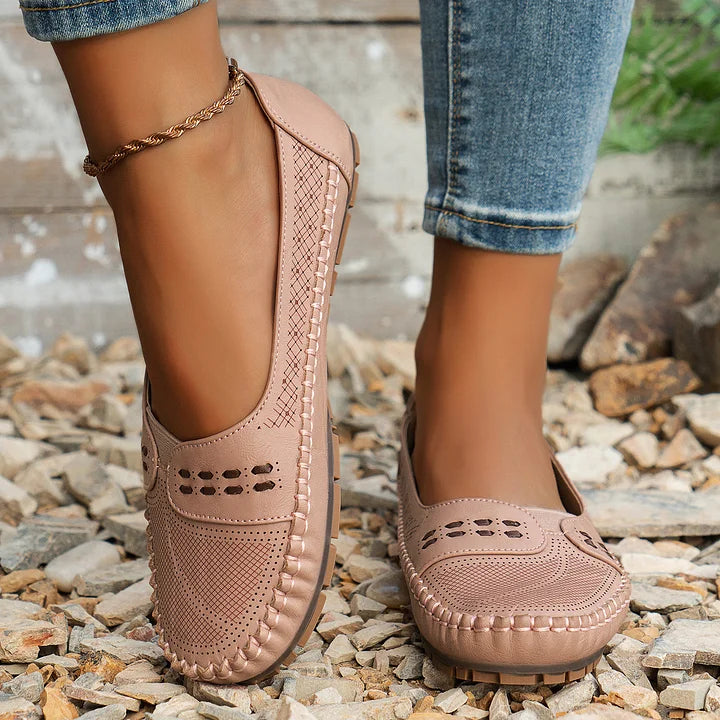 Round Toed Stitched Flat Shoes
