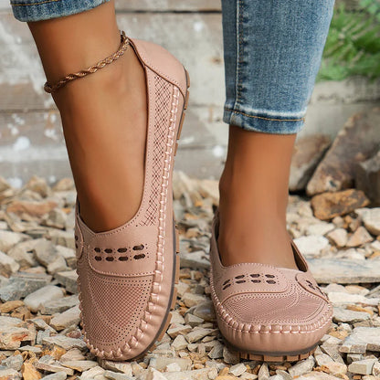 Round Toed Stitched Flat Shoes