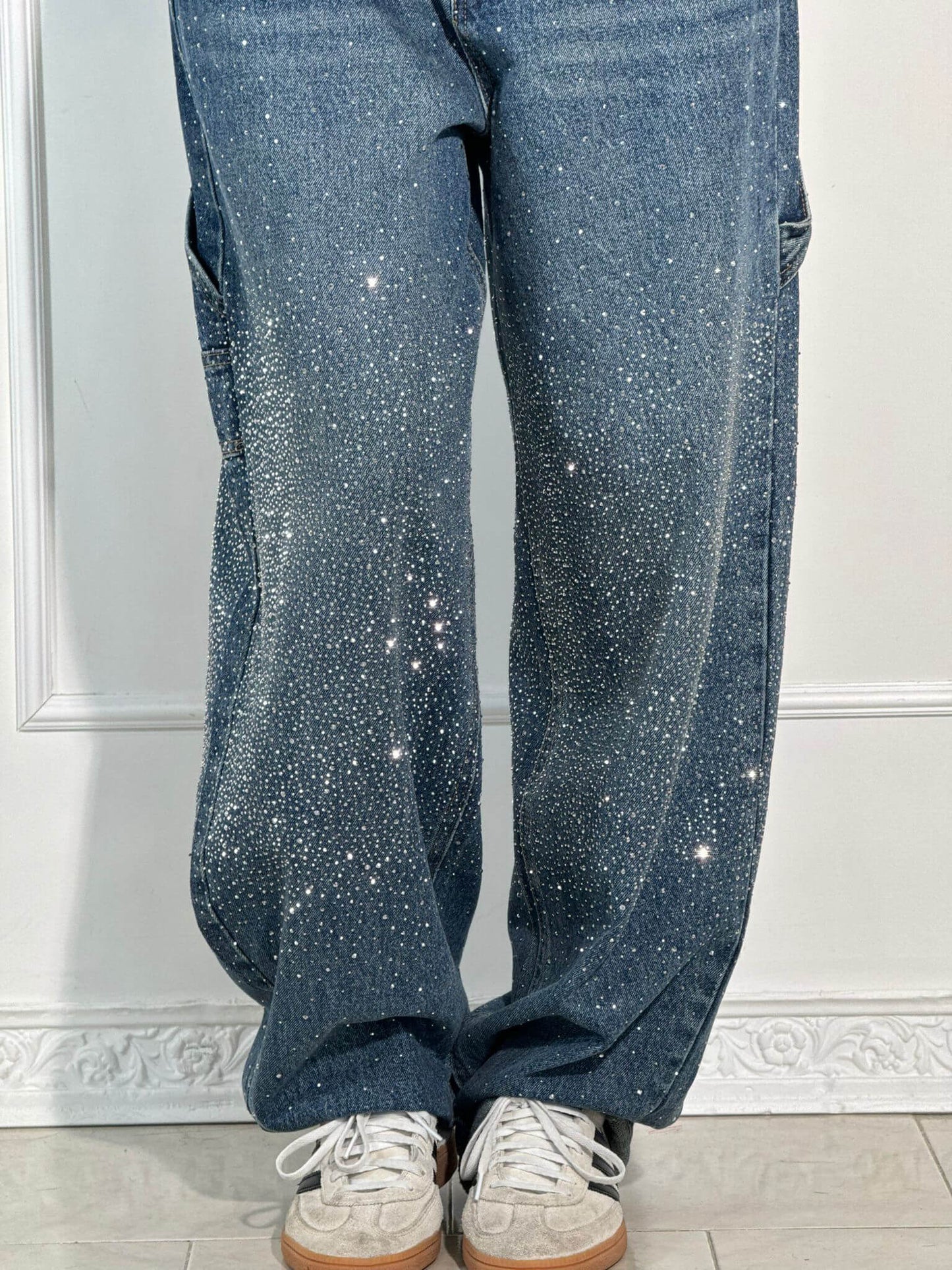 Sparkly High Waist Loose Fit Trousers