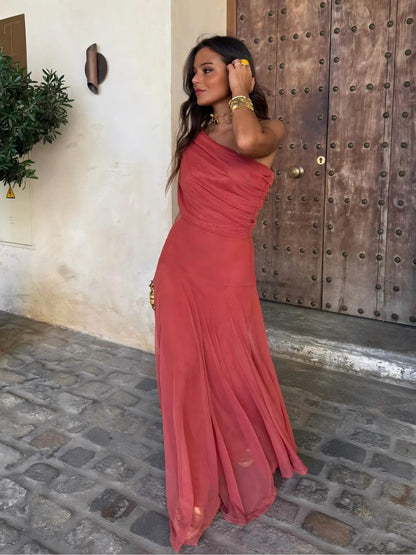 Off Shoulder Ruched Foldover Maxi Dress
