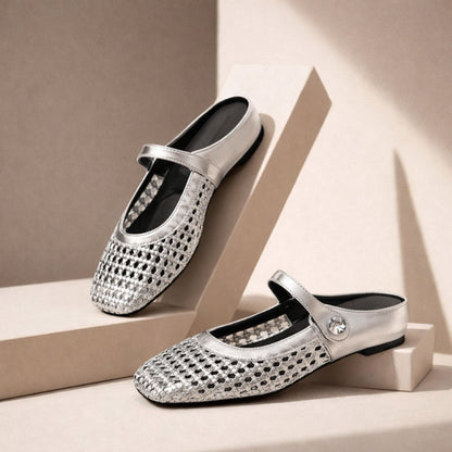 Square Toe Woven Strap Sandals