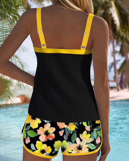Adjustable Floral Printed Round Fitted Swimwear