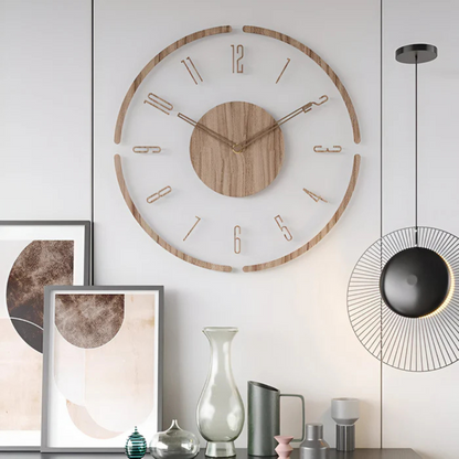 Round Wall Clock with Wood Frame