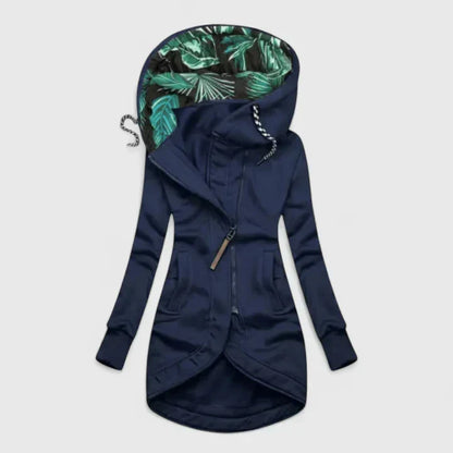 Women's Hooded Zip-Up Jacket with Pockets