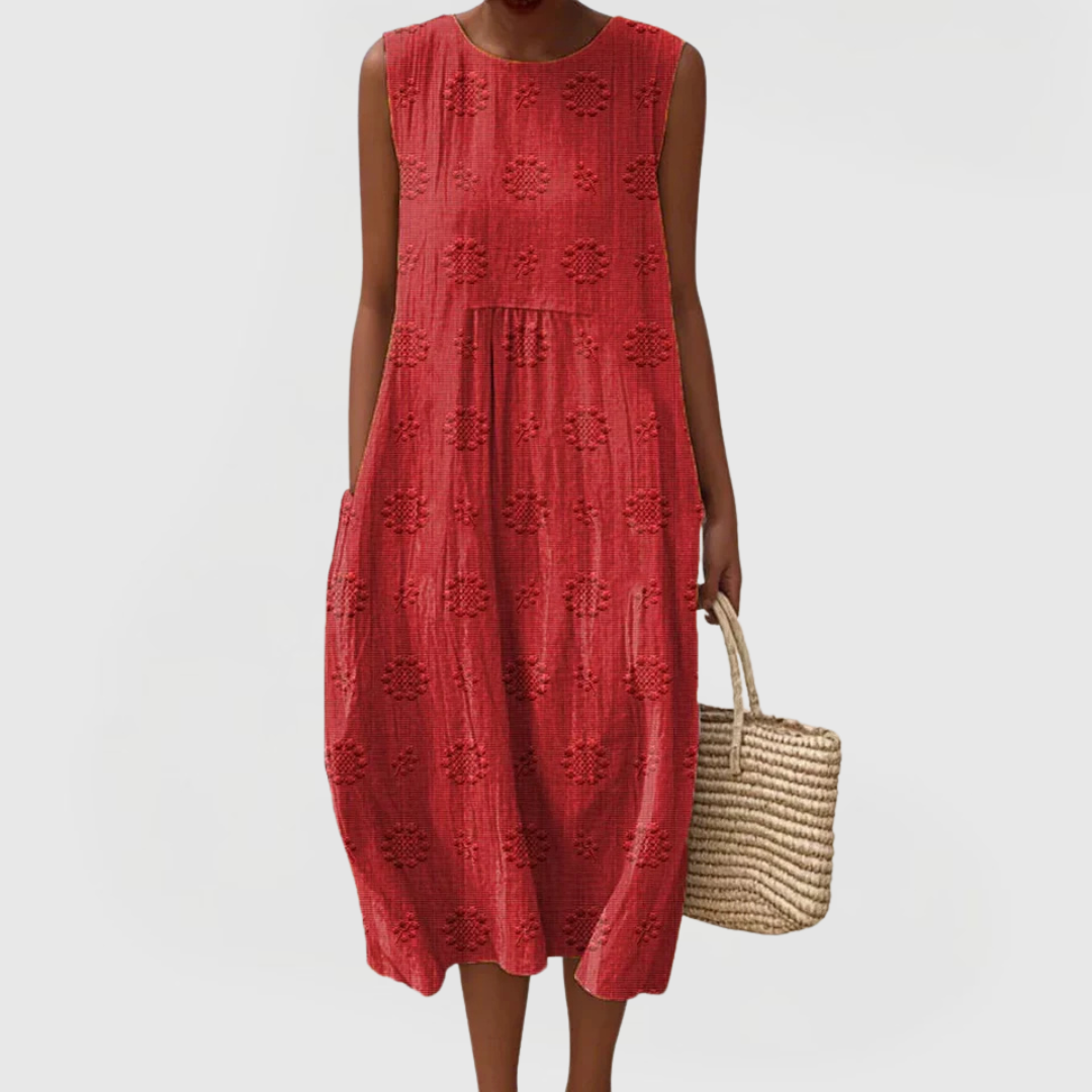 Round Neck Sleeveless Midi Dress