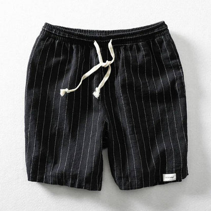 Striped Elasticized Drawstring Gathered Textured Loose Short