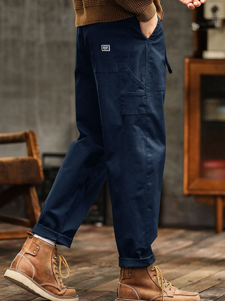 Pocketed Rolled Loose Straight Seamed Trouser