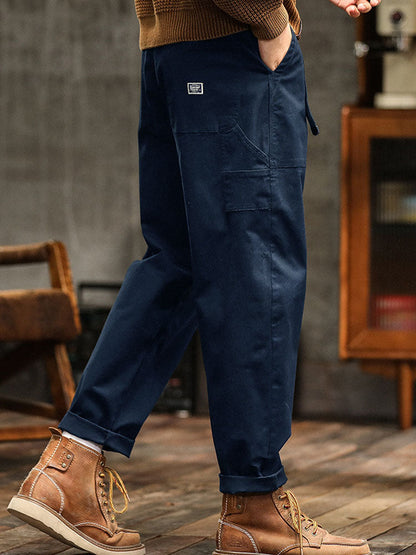 Pocketed Rolled Loose Straight Seamed Trouser