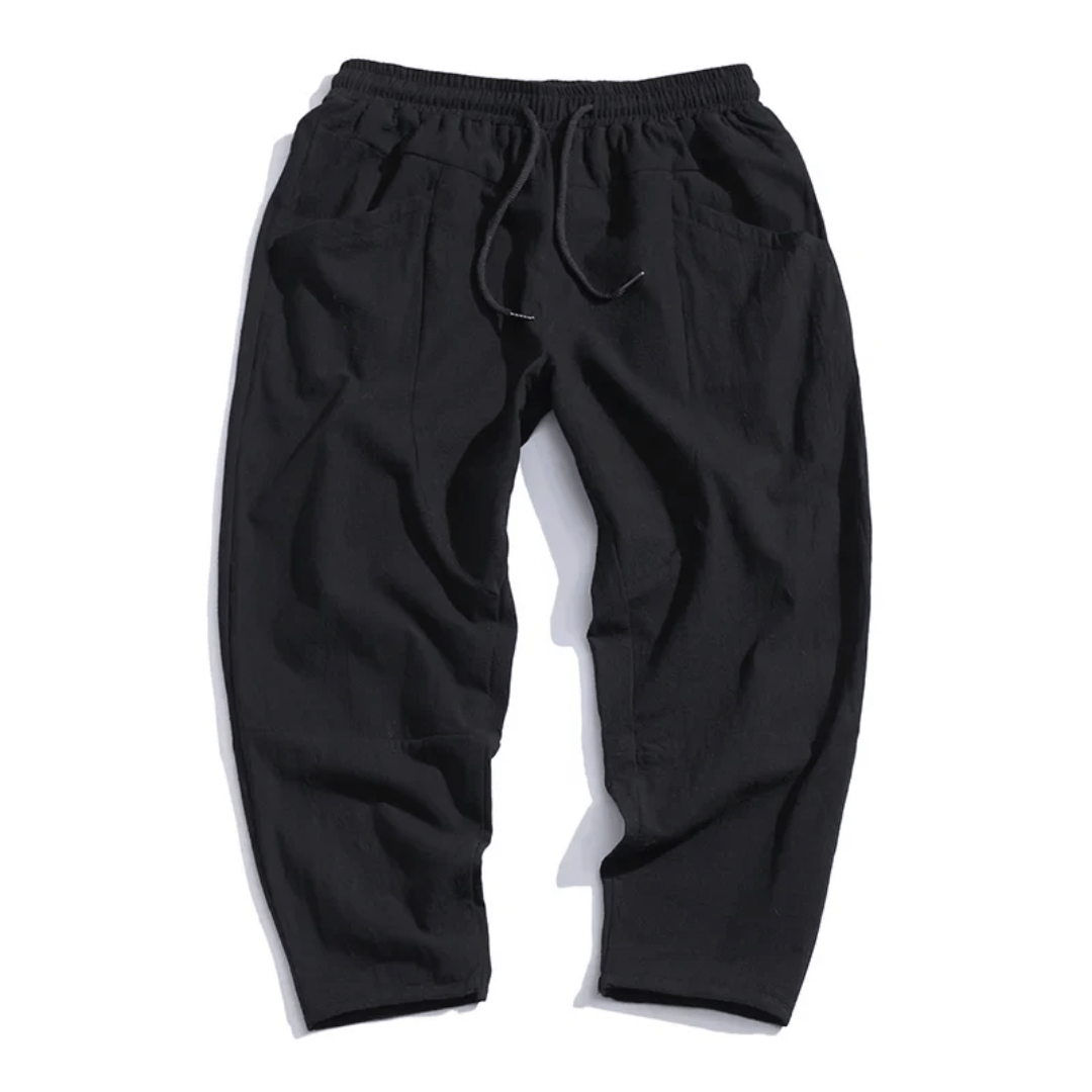 Drawstring Elastic Waist Tapered Cropped Trouser