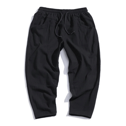 Drawstring Elastic Waist Tapered Cropped Trouser