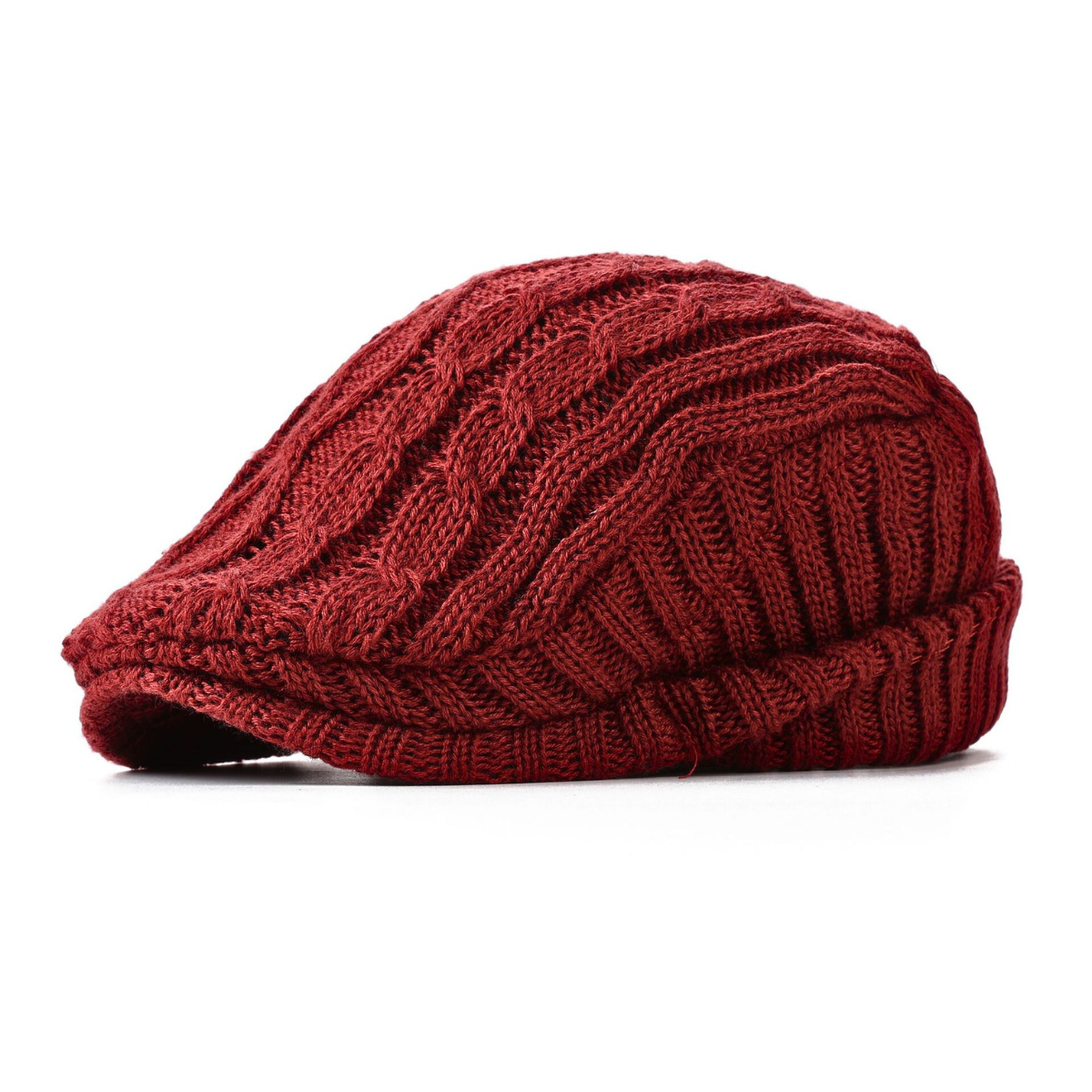 Cable Knitted Textured Flat Cap