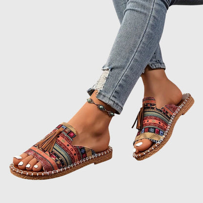 Tassel Open-Toe Flat Sandals