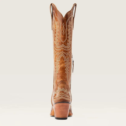 Patterned Zipped Stacked Pointed Tall Boots