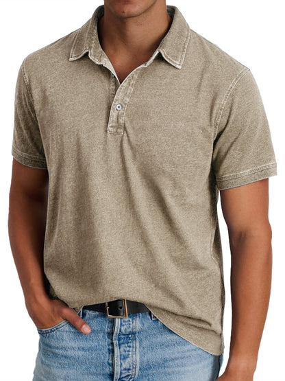 Collared Buttoned Washed Solid Straight Relaxed Shirt