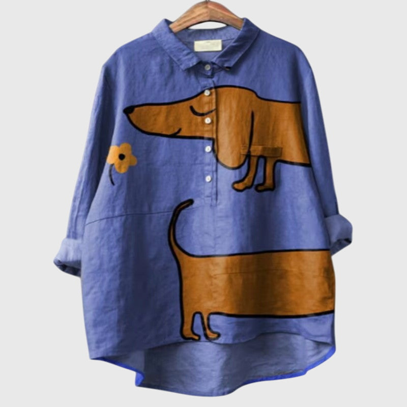 Collared Graphic Women's Blouse