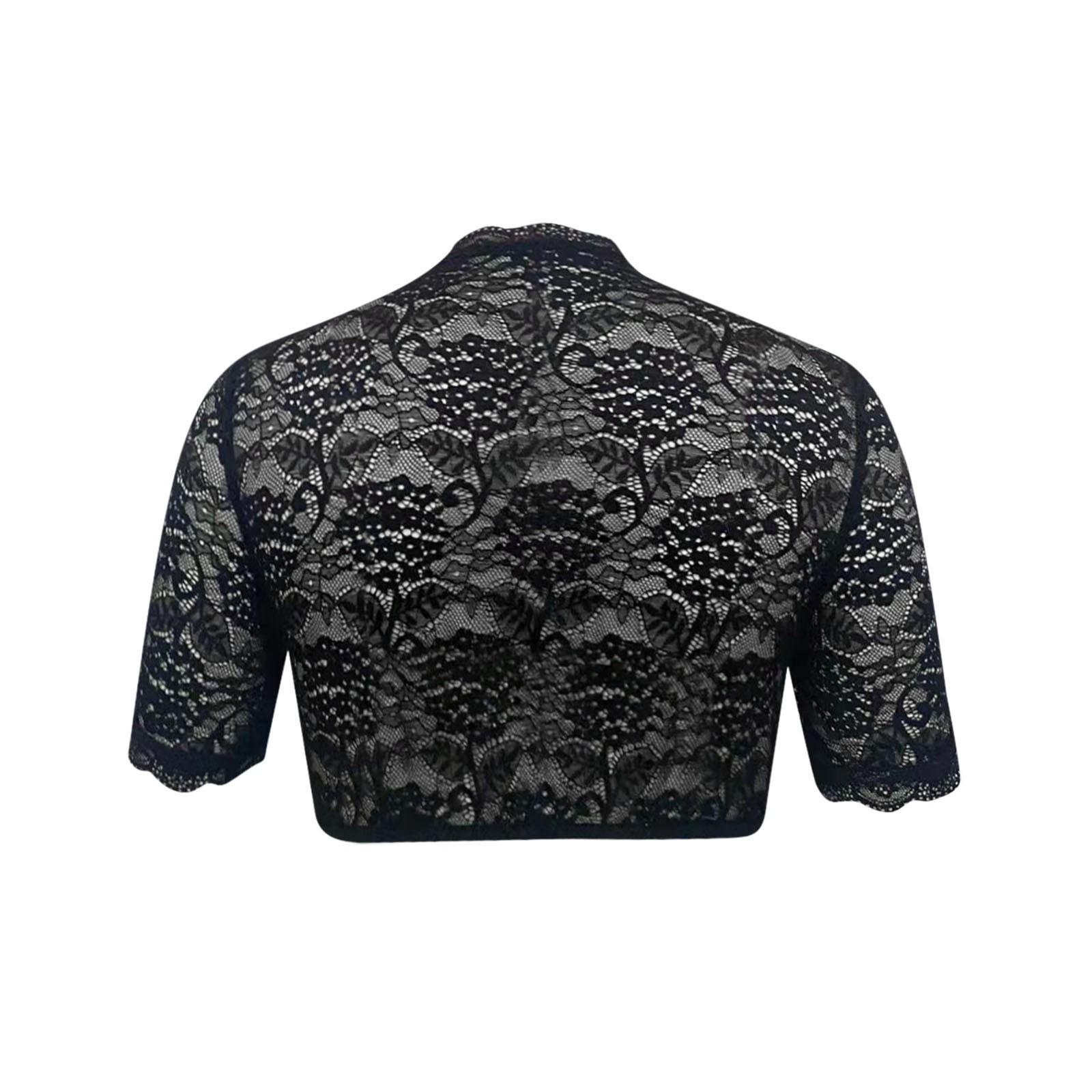Women's Mock Neck Short Sleeve Lace Bolero Shrug