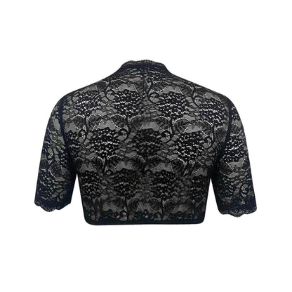 Women's Mock Neck Short Sleeve Lace Bolero Shrug