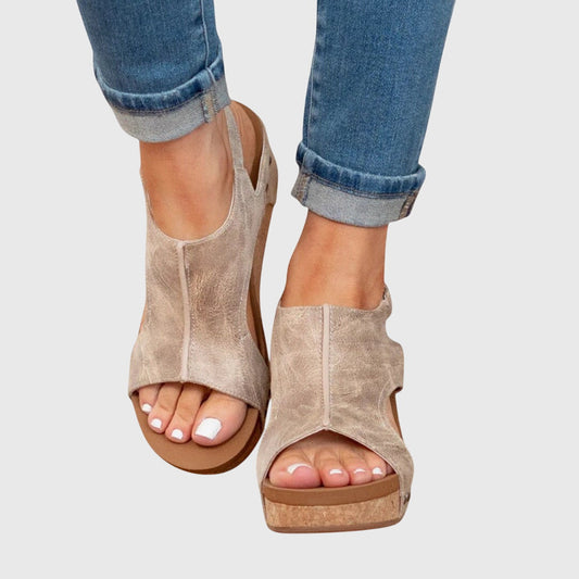 Open Toe Studded Wedge Slingback Sandals