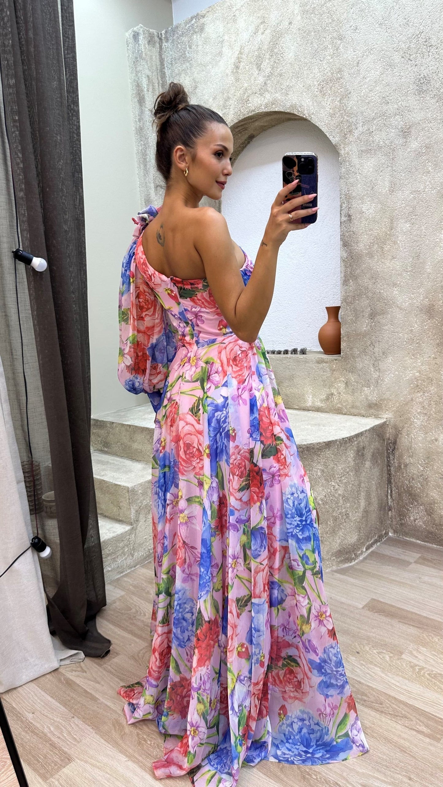 One-Shoulder Floral Dress