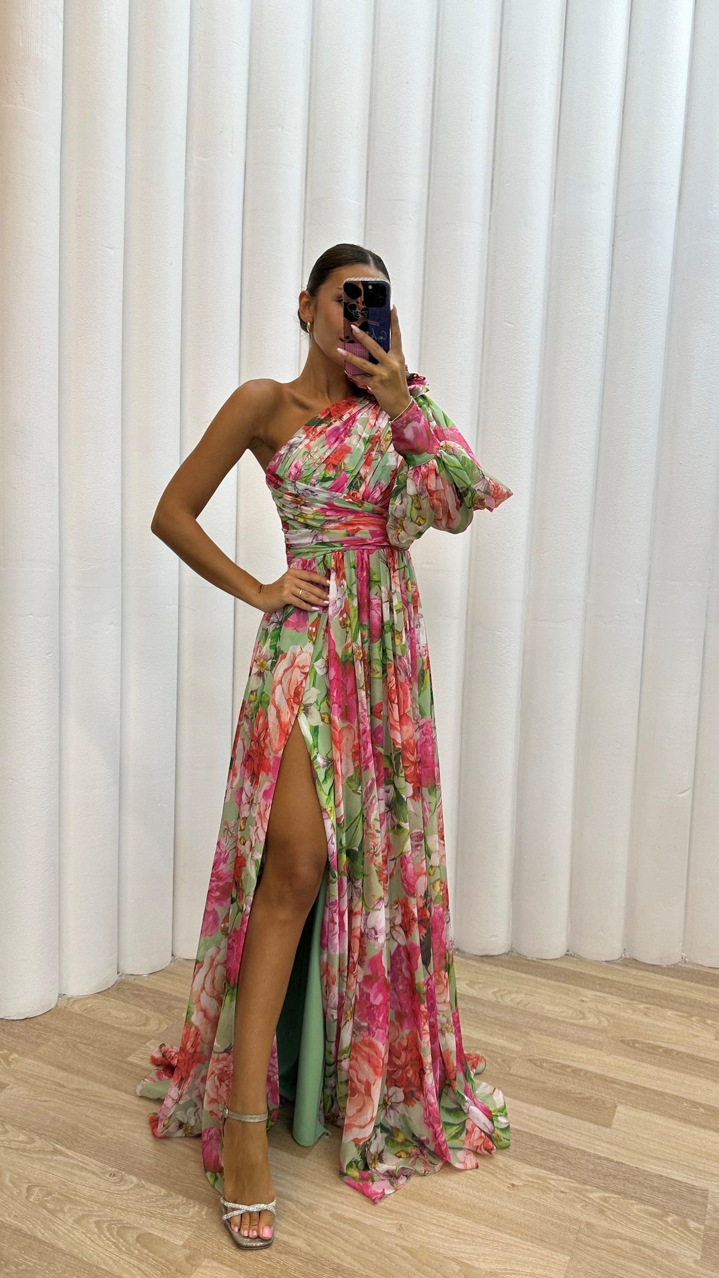 One-Shoulder Floral Dress