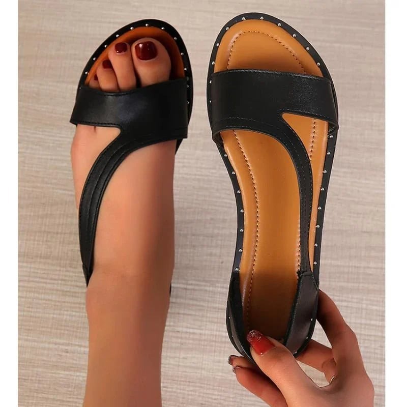 Flat Open Asymmetric Closed Round Wide Sandals