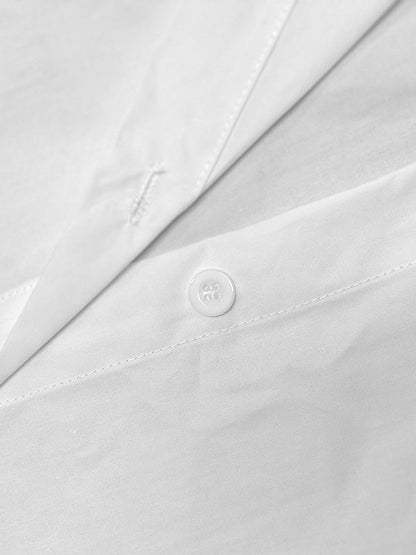 Collared Buttoned Long Cuffed Seamed Blouse