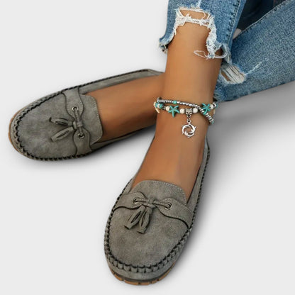 Tassel Bow Inset Whipstitch Cushioned Loafers