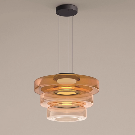 Ceiling Pendant Light with Tiered Glass Shades