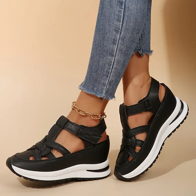 Cut Out Strappy Platform Sole Open Side Sandals