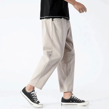 Drawstring Elastic Waist Tapered Cropped Trouser