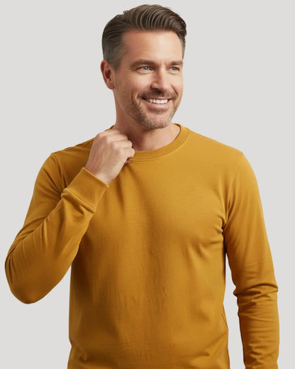 Round Neck Long Sleeved Cuffed Solid Shirt