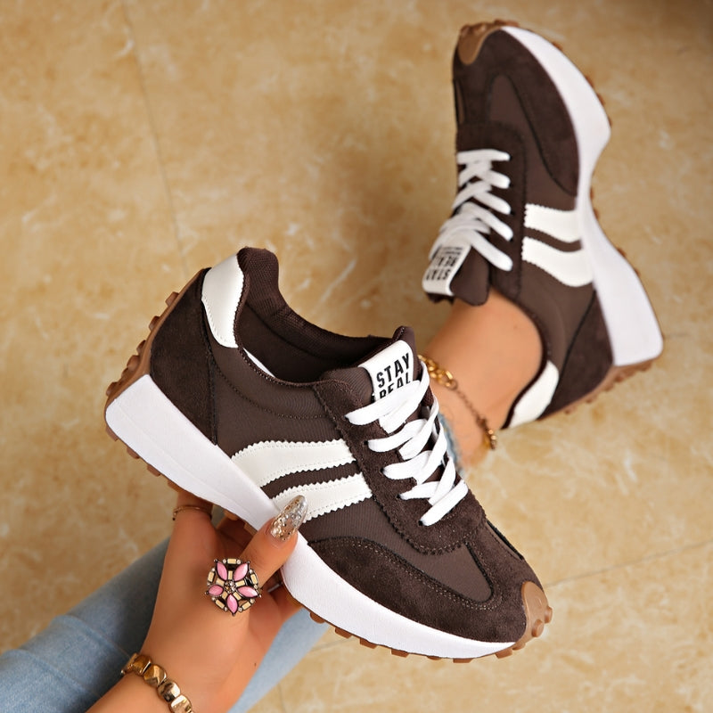 Low Top Textured Paneled Lace Up Sneakers