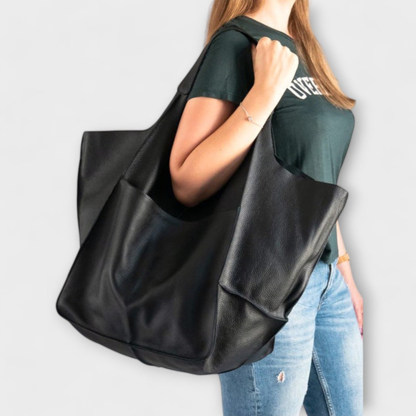 Pocketed Slouchy Oversized Structured Stitched Folded Bag