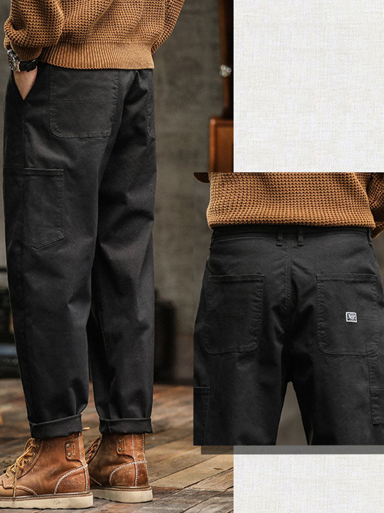 Pocketed Rolled Loose Straight Seamed Trouser