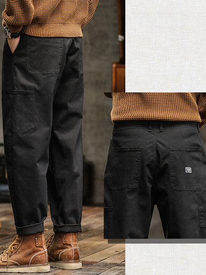 Pocketed Rolled Loose Straight Seamed Trouser