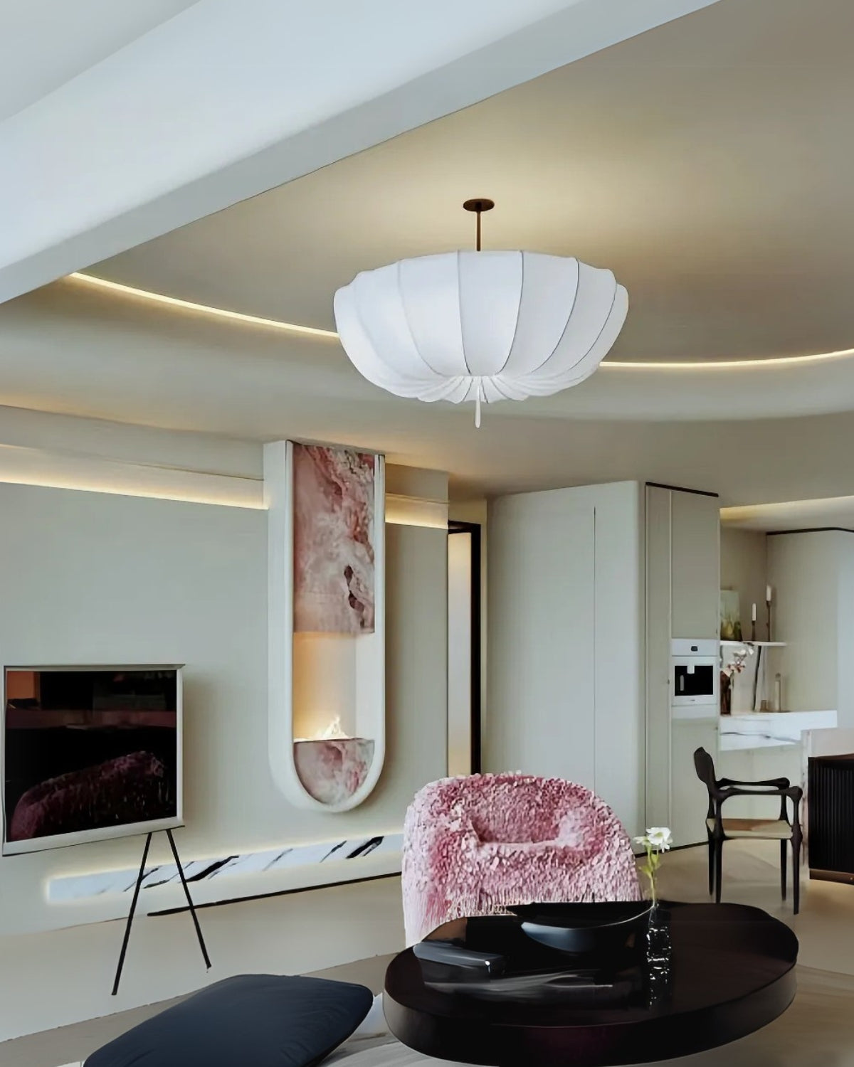 Scalloped Umbrella Silhouette Pendant Lamp