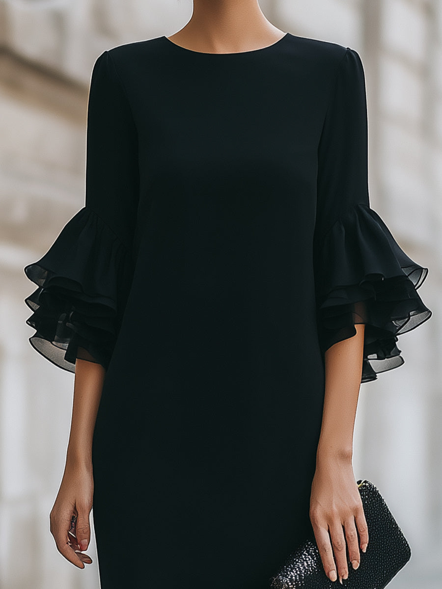 Tiered Bell Sleeve Shift Dress