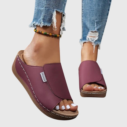 Stitched Wedge Sandals