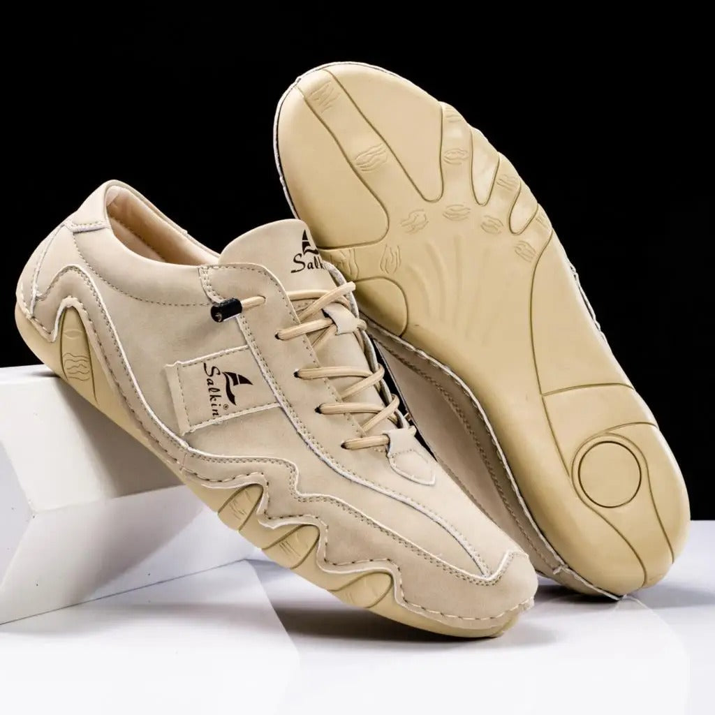 Lace Up Contrast Stitch Low Top Textured Sole Shoes