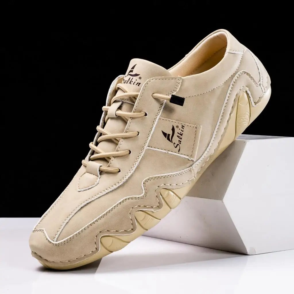 Lace Up Contrast Stitch Low Top Textured Sole Shoes