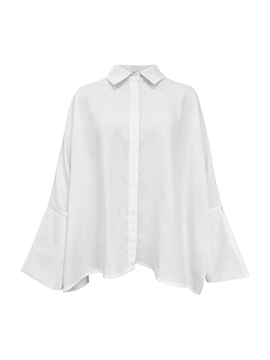 Long Sleeves Loose Lapel Collared Blouse
