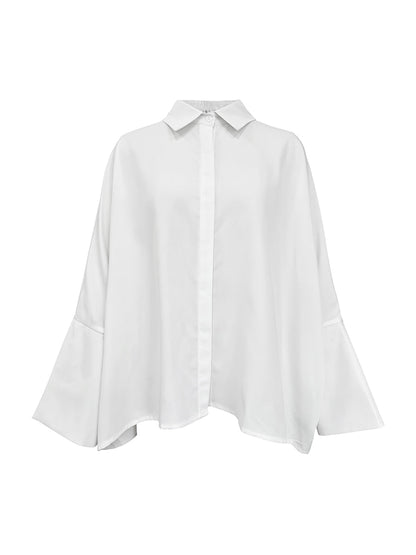 Long Sleeves Loose Lapel Collared Blouse