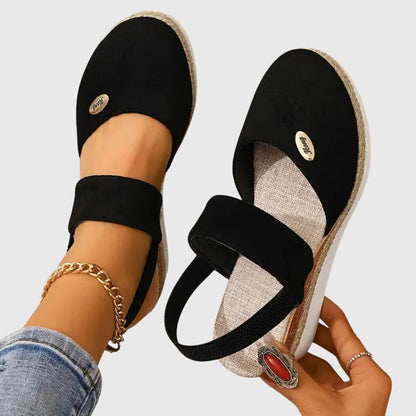 Braided Layered Elevated Strapped Closed Round Sandals