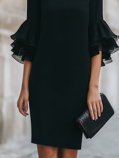 Tiered Bell Sleeve Shift Dress