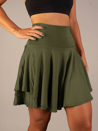 Layered Flared Short Gathered Skirt