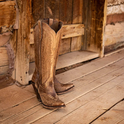 Patterned Zipped Stacked Pointed Tall Boots
