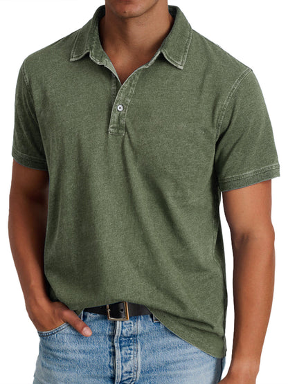 Collared Buttoned Washed Solid Straight Relaxed Shirt