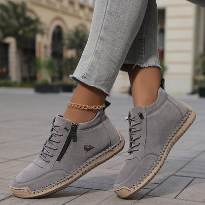 Zip-Up Lace-Up High-Top Orthopedic Sneakers