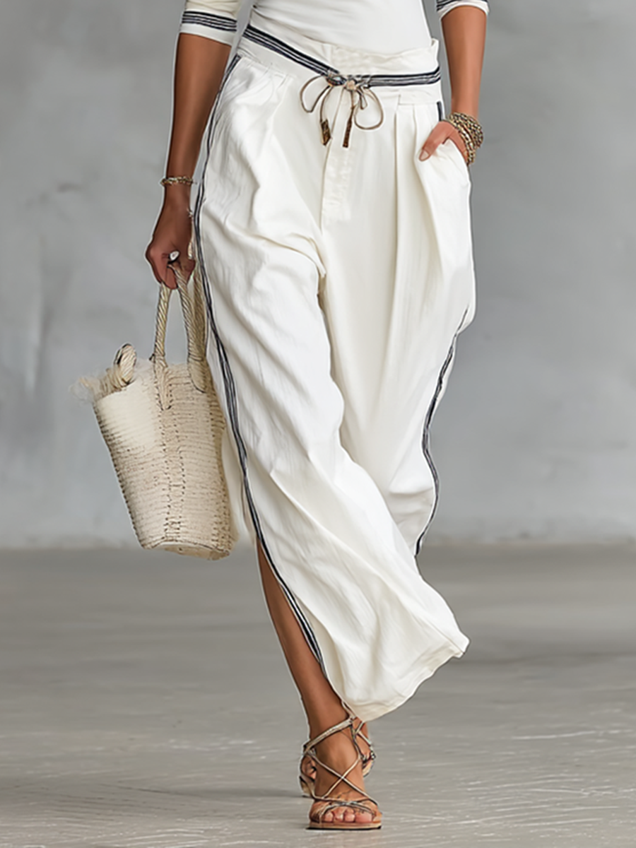 Mock Neck Raglan Sleeve Top Striped Fitted Trouser Set